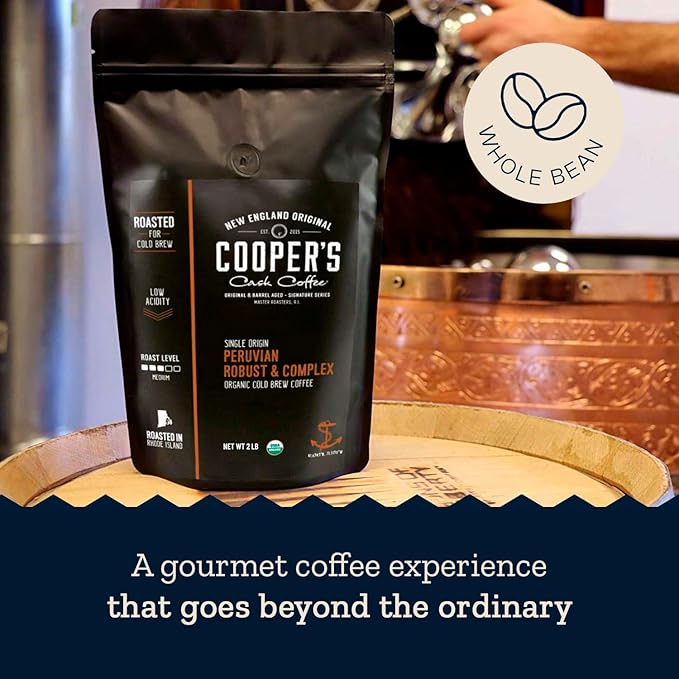 Peruvian Organic Cold Brew Coffee Single Origin &amp Gourmet Beans Tasting Notes Of Caramel With A Touch of Cherry &amp Orange Medium Roast Coarse Whole Bean 2 lb Coffee Bag