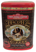 HULA GIRL 100% KONA Roasted Arabica Whole Bean Coffee Dark Roast Net Wt. 10.5 Ounce (0.66Lb) 300 Grams Collector Tin