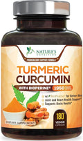 Turmeric Curcumin Supplement 95% Curcuminoids - 1800mg Organic Turmeric Per Serving - BioPerine Black Pepper Extract for Best Absorption Natural Joint Support Non-GMO Bottled in USA - 180 Capsules