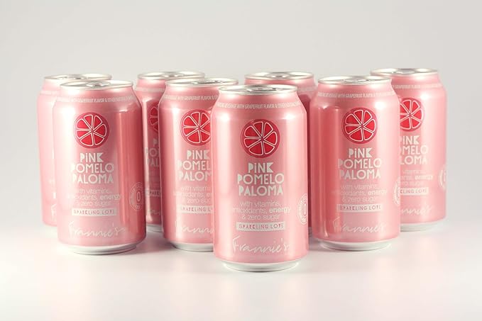 KauffmanTreats Frannie Sparkling Beverage- Zero Calories &amp Sugar Aspertame Free: 8-Ct 12 Oz. Cans (Pink Pomelo Paloma)