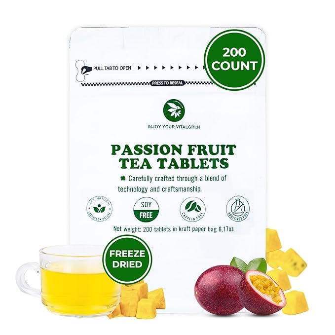 Freeze-dried Passion Fruit Cubes for Tea &amp Snack 200 Count 6.17 Oz Vitamin &amp Fiber Support Vacuum Sealed with Zipper Bag Sweet &amp Sour No Sugar Added No Caffeine