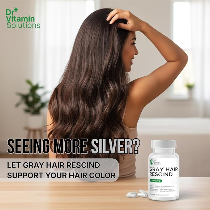 Gray Hair Rescind with Catalase - Antiaging Hair Skin and Nails Vitamins Pantothenic Acid Folic Acid 400mcg Biotin 300mcg Saw Palmetto for Men and Women