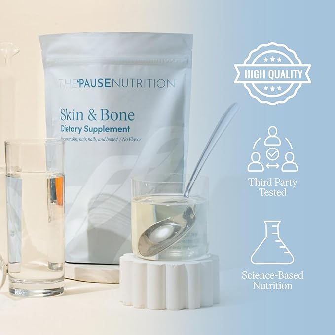 The 'Pause Life Skin &amp Bone Verisol &amp Fortibone Collagen Peptides Powder Formula with Hyaluronic Acid and Vitamin C Gluten Free Supplement Skin Nails &amp Hair Support Unflavored Easy