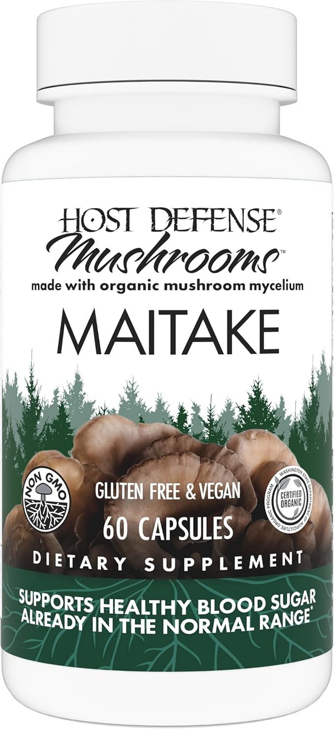 Host Defense Maitake Capsules - Immune &amp Cellular Health Support Supplement - Dietary Herbal Supplement with Maitake Mushroom &amp Mushroom Mycelium - 60 Capsules (30 Servings)*