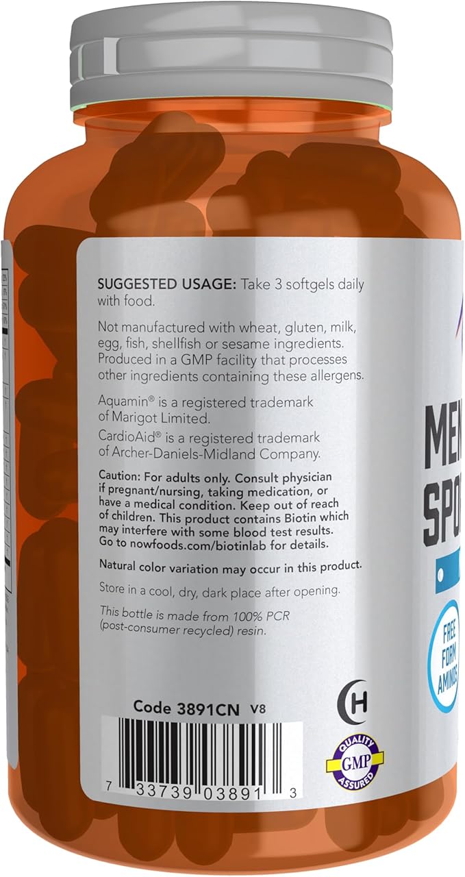 NOW Foods Sports Nutrition Men's Extreme Sports Multi with Free-Form Amino Acids ZMA® Tribulus MCT Oil and Herbal Extracts 180 Softgels