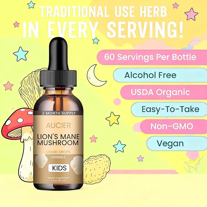 Lions Mane for Kids | Speech Delay Supplement for Kids &amp Toddlers | Lion’s Mane Mushroom for Speech Therapy &amp Cognitive Support – Easy-Take Liquid (1PCS)
