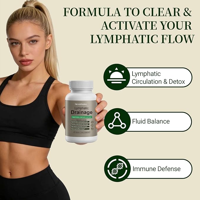 Lymphatic Drainage Capsules-Lymphatic Drainage Supplements Herbal Detox &amp Immune Support with 8-Plant Complex Supports Fluid Balance &amp Promotes a Light Feeling 60 Capsules (1pc)