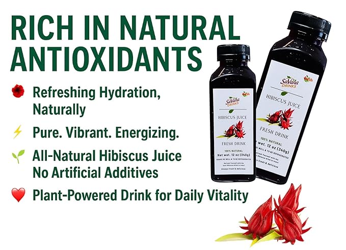 SaVana DrinKs Hibiscus Juice 12oz – 15 Pack | Natural Hibiscus &amp Pineapple Drink | Antioxidant-Rich &amp Refreshing Beverage for Weight &amp Wellness