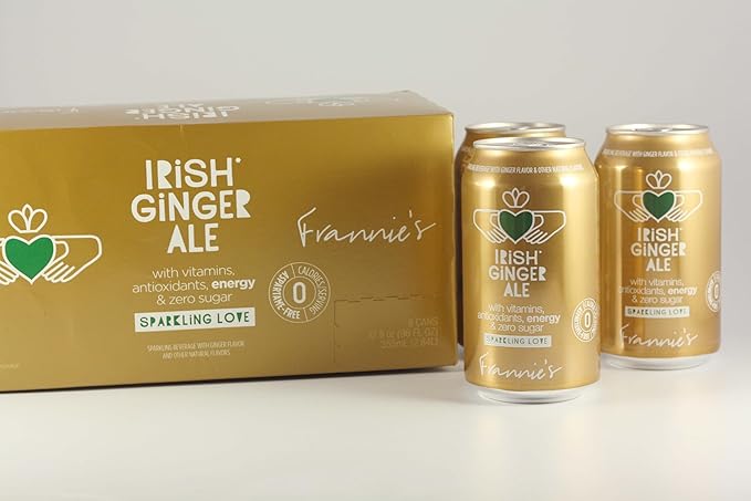 KauffmanTreats Frannie Sparkling Beverage- Zero Calories &amp Sugar Aspertame Free: 8-Ct 12 Oz. Cans (Irish Ginger Ale)