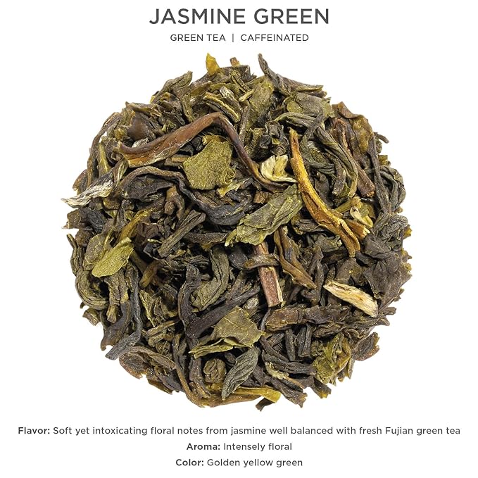 Tea Forte Jasmine Green Premium Caffeinated Green Tea Blend Event Box Bulk Pack 40 Count 10 per tray Individually Wrapped Handcrafted Pyramid Infusers