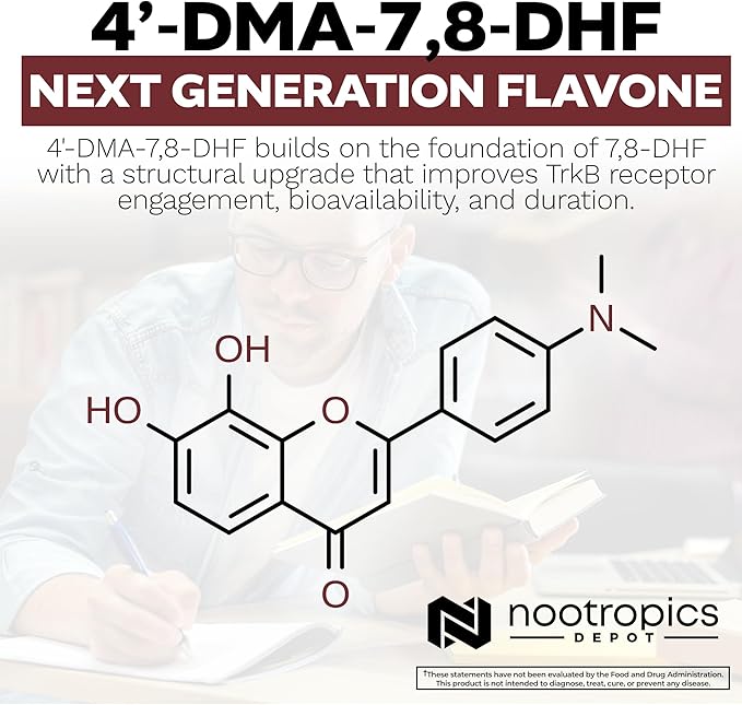 Nootropics Depot 4'-DMA-78-DHF Nutritional Supplement Capsules | 10mg | 30 Count | 4'-DMA-78-Dihydroxyflavone
