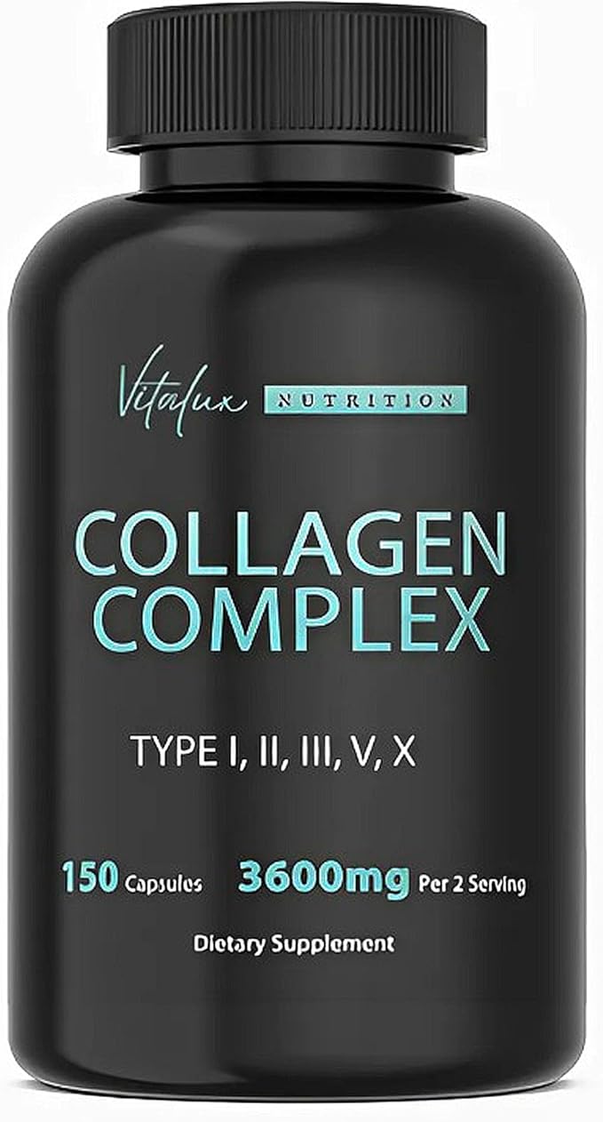 Collagen for Women &amp Men - Vital Nutrition - Hydrolyzed Collagen Peptides - Multi Collagen Capsules Keto Friendly Healthy for Skin Nails Bones &amp Joints NonGMO- Type IIIIII V X - 300 C