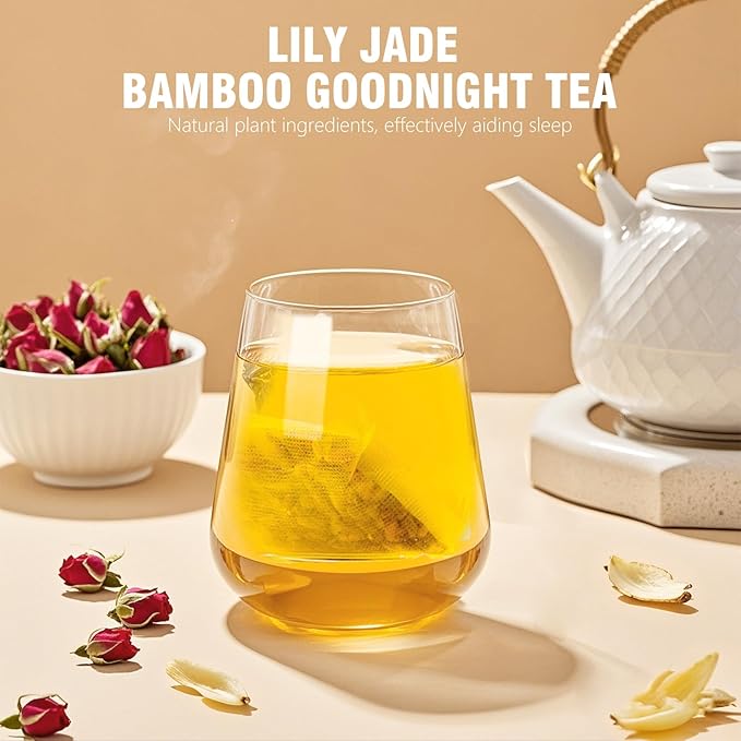 Sleep Herbal Tea - Night Time Tea for Bedtime - 20 Tea Bags with Mulberry Red Date Gardenia Red Rose Jade Bamboo Lotus Seed Goji Berry Lily Semen Ziziphi - Natural Night Sleeping Tea