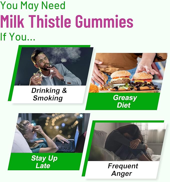 Liver Cleanse Detox Repair Gummies Milk Thistle Gummies with Artichoke Dandelion for Liver Support Vegan &amp Non-GMO Gelatin-Free Apple Flavor 120ct