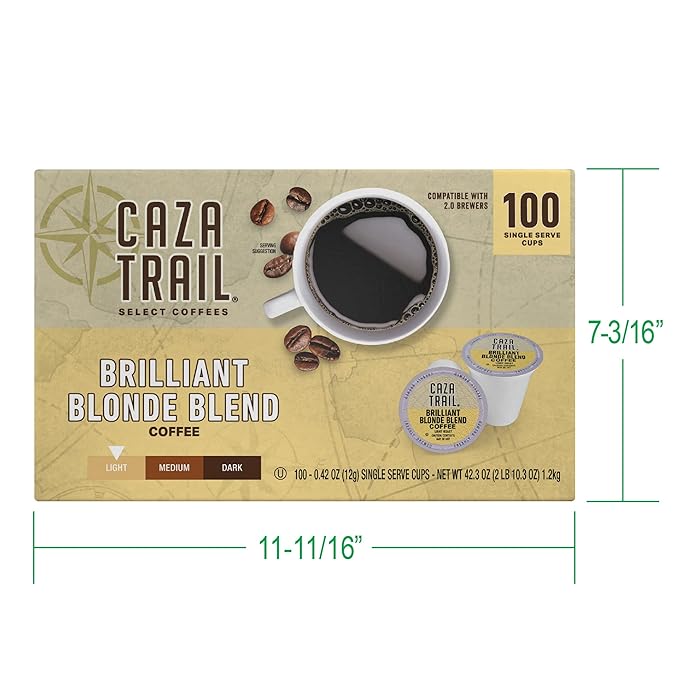 Caza Trail Coffee Pods Blonde Roast Single Serve (Packing May Vary)  100 Count (Pack of 1)