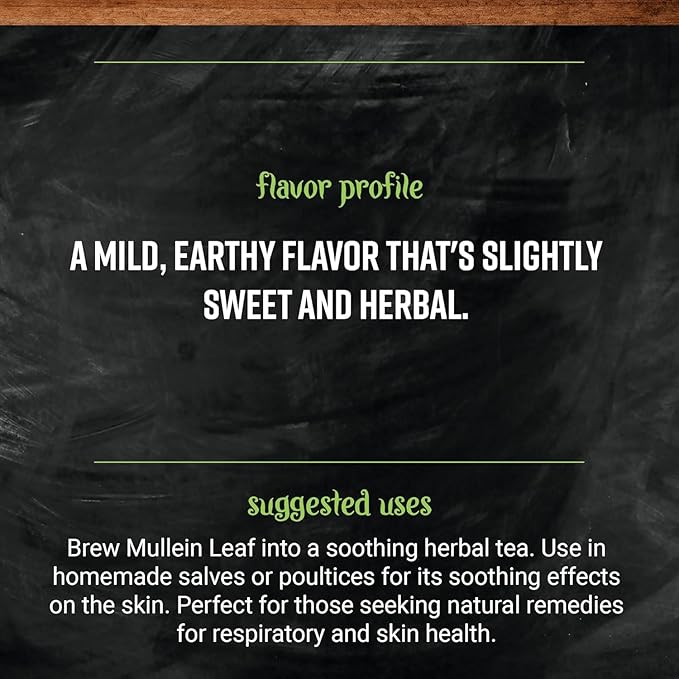 Frontier Co-op Mullein Leaf Cut and Sifted - Dried Mullein Leaves Ideal for Loose Leaf Tea Tea Bags Gummies Extract Capsules - Kosher | 16 Ounce (Pack of 1)