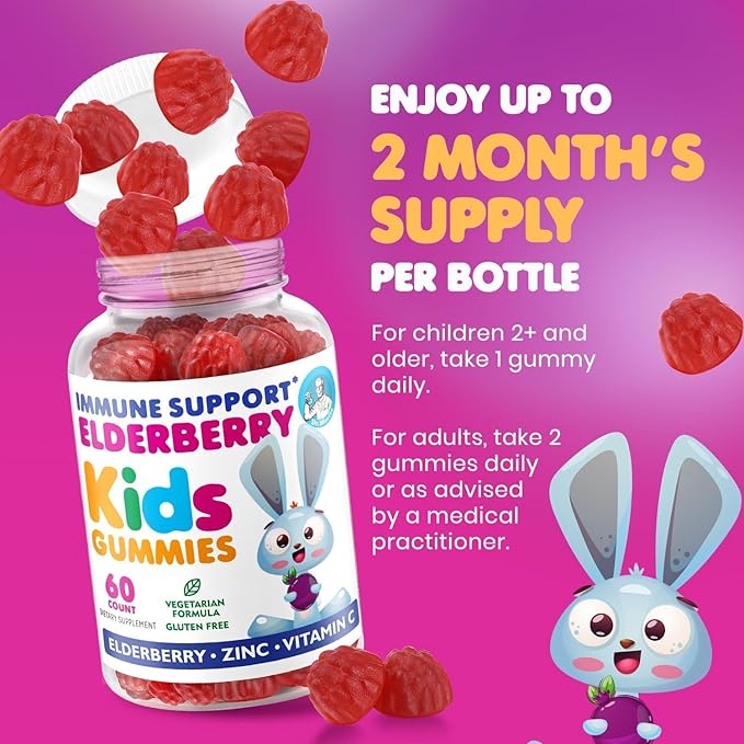 DR. MORITZ Elderberry Gummies for Kids &amp Toddlers - Immune System Booster- Health Support with Black Sambucus Elderberries Extract - Herbal Immunity Boost Supplement
