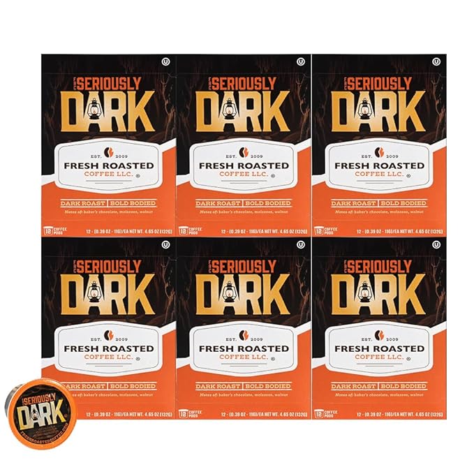 Fresh Roasted Coffee Seriously Dark Artisan Blend Dark Roast 72 Pods for K Cup Brewers