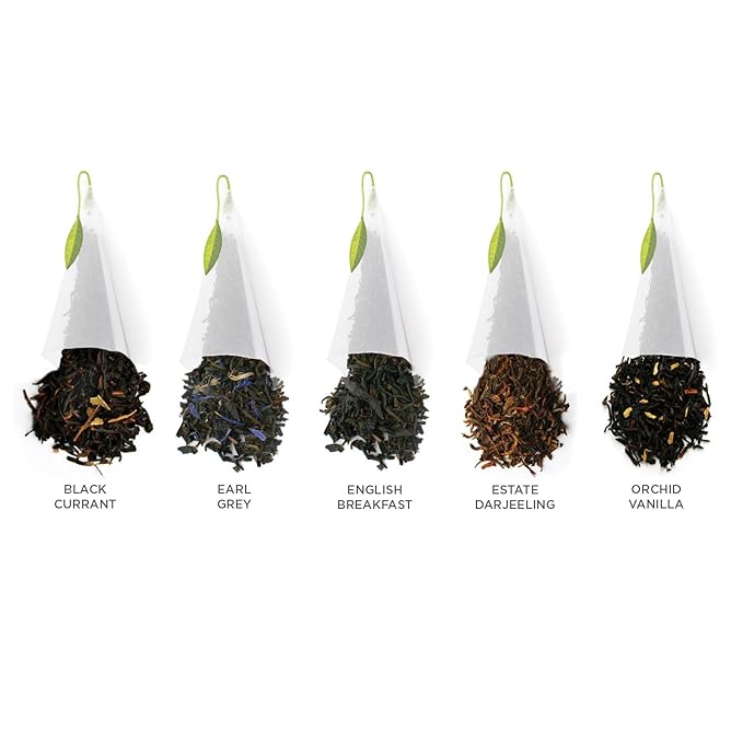 Tea Forte Premium Presentation Box Gift Set Sampler 20 Count Assorted Blends Individually Wrapped Handcrafted Pyramid Infuser Bags Black Tea