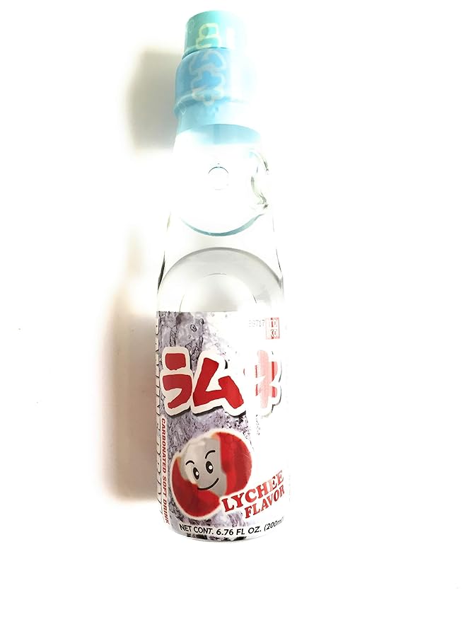 Ramune Carbonated Soda Combo-2 Peach Flavor2 Strawberry Flavor2 Lychee Flavor (6.76 Fl Oz Each)