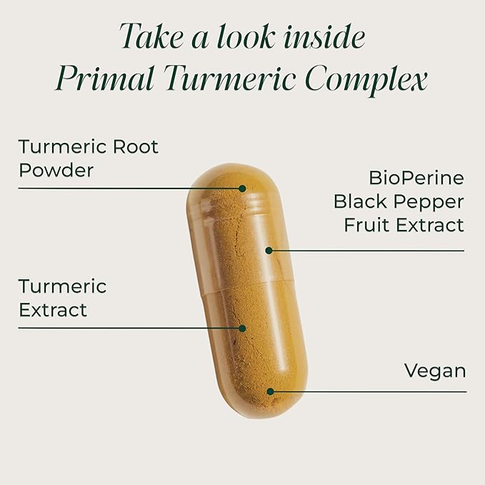 Primal Harvest 2 Pack Primal Turmeric Complex w/Black Pepper Extract Joint and Mobility Support Supplement for Women &amp Men 120 Capsules