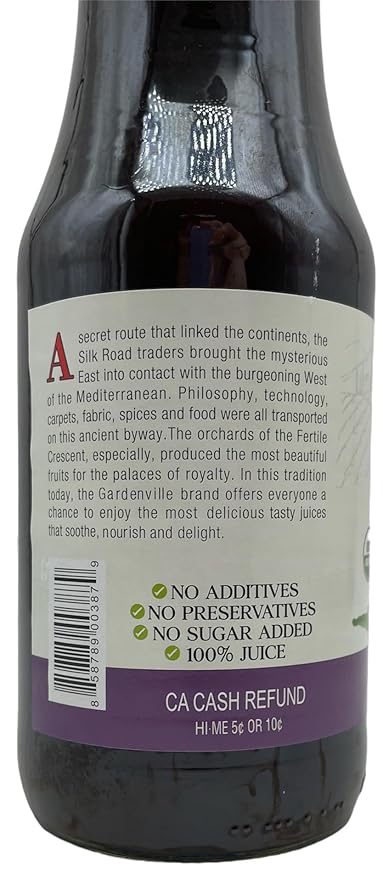 Gardenville Organic Prune Juice (Pack of 12) USDA Organic No Added Sugar U Kosher Certified Pasteurized 8.4 oz Glass Bottles (Prune)