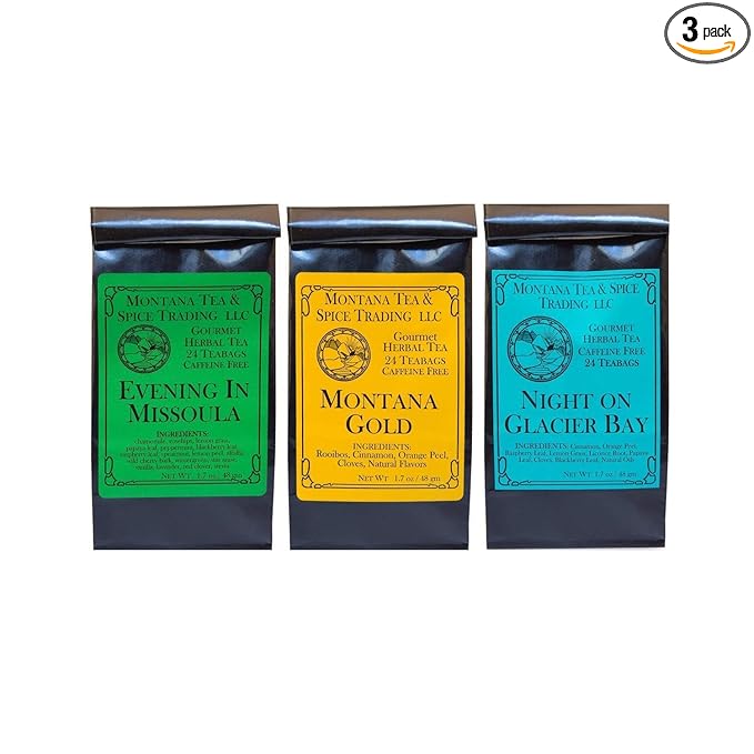Evening in Missoula Tea Combo Pack - Evening in Missoula Montana Gold and Night on Glacier Bay