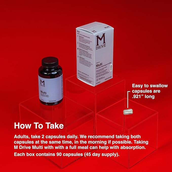 Mdrive Multivitamin for Men Daily Multivitamin - Immune Health Support from Zinc Selenium Manganese &amp Vitamin D Enzymes for Digestive Support CoQ10 for Energy and Vitamin K2 90 Capsules