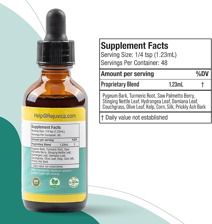 Prostavec Advanced Prostate Support Supplement - Liquid Formula for Faster Absorption with Pygeum Saw Palmetto Stinging Nettle + Turmeric &amp Damiana - Vegan Non-GMO - 6 fl oz