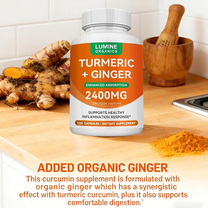 Turmeric Curcumin Supplement | 2400mg Turmeric Extract with 95% Curcuminoids with Bee Propolis Ginger MCT Oil Fat Soluble Vitamin C &amp Black Pepper - 105 Capsules (2PCS)
