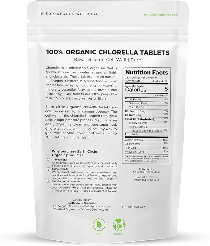 Organic Chlorella Tablets 1000 Count | High Potency Chlorophyll Supplement | Pure Chlorella Pyrenoidosa | Broken Cell Wall for Maximum Absorption | Vegan Kosher Non-GMO Superfood - Pack of 3