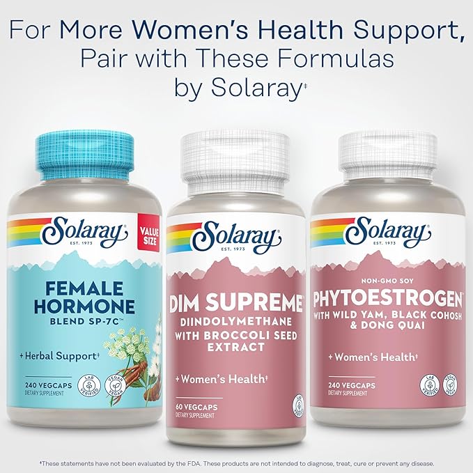 SOLARAY DIM Supreme - DIM Supplement 100mg - Diindolylmethane DIM Complex with Broccoli Seed Extract and Bioflavonoids - Women's Health and Balance Support - 60-Day Guarantee - 60 Servings 60 VegCaps