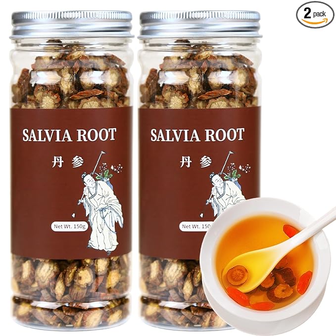 Wanhua Hall Dan Shen Salvia Root Slices 10.6oz/300g Red Sage Roots Additive-Free 丹参