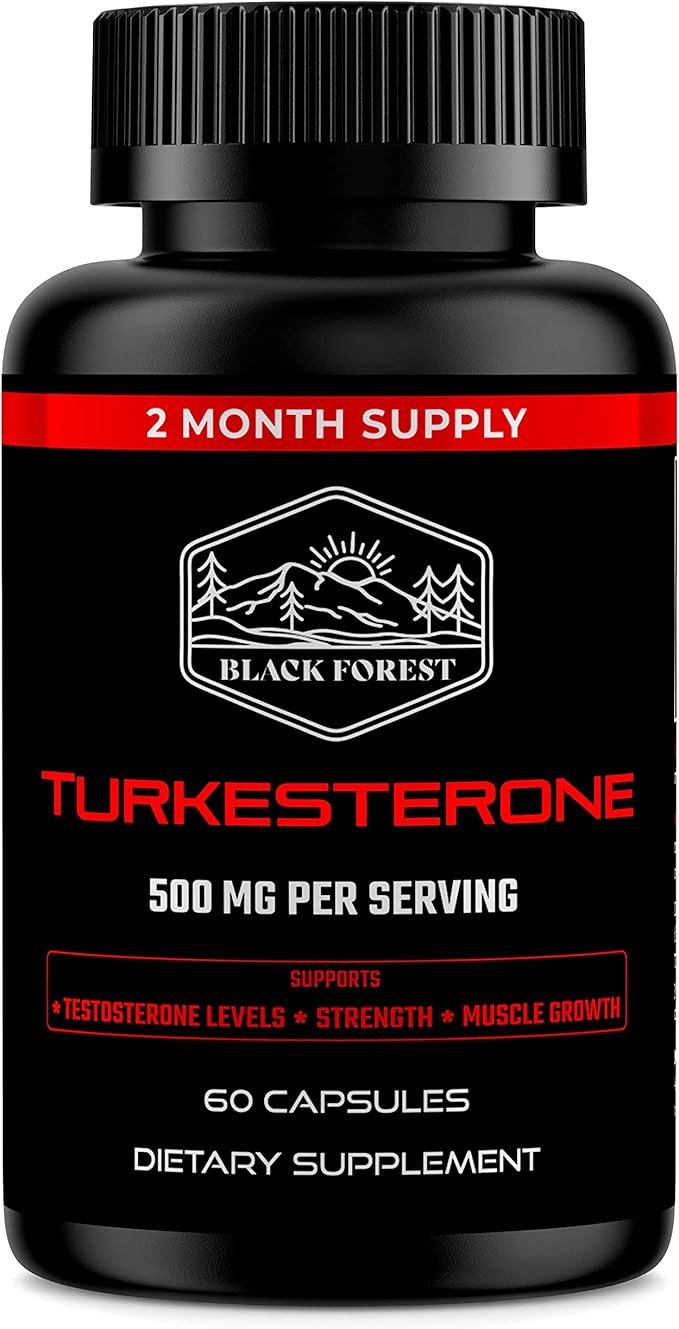 Black Forest Turkesterone Supplement 500mg Capsule (Max Purity 95% Extract) 2 Months Supply (500mg Turkesterone from 526mg of Ajuga Turkestanica) Similar to Ecdysterone for Strength &amp Muscle Growt