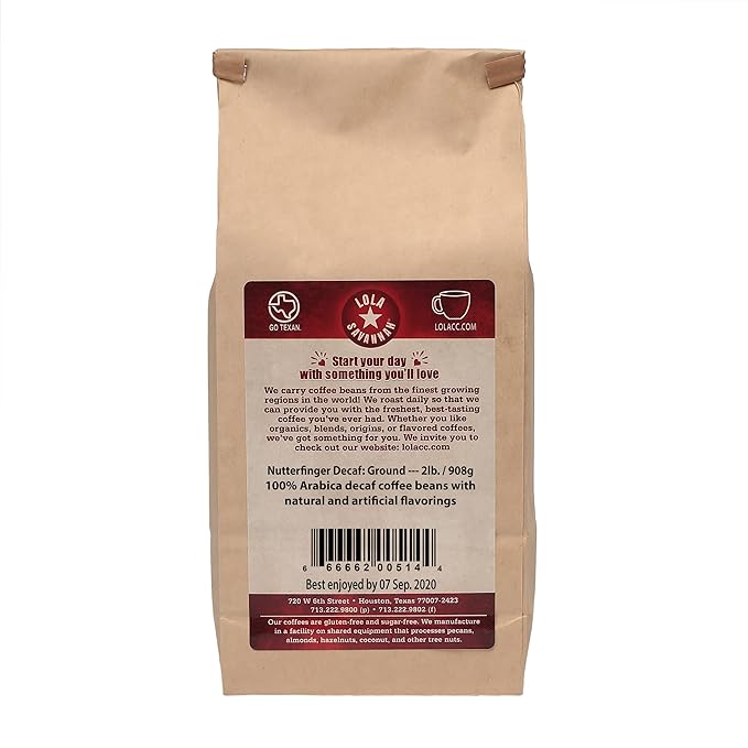 Lola Savannah Nutterfinger Ground Decaf Coffee 2lb