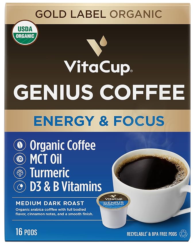 VitaCup Coffee Pod Beauty &amp Genius 32ct. Bundle Vitamin infused Single Serve Pods Compatible with K-Cup Brewers Including Keurig 2.0