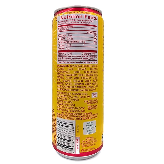 Organic Yerba Mate Sparkling Cranberry Pomegranate 12 Ounce (pack Of 12)