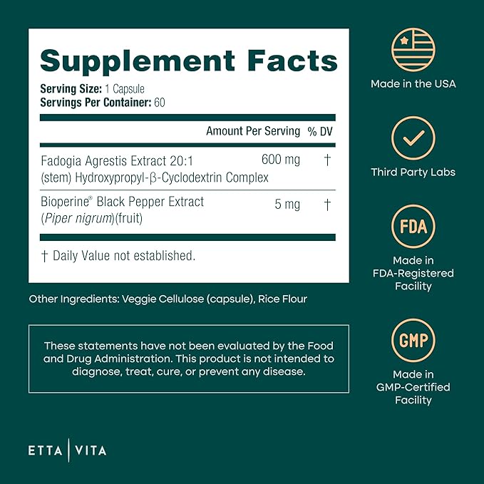Organic Fadogia Agrestis 600mg for Natural Test Support (2X More Pure - 3X More Absorbent) Athlete Approved - Supports Muscle Growth &amp Recovery Healthy Energy Levels Drive Stamina &amp Mood -