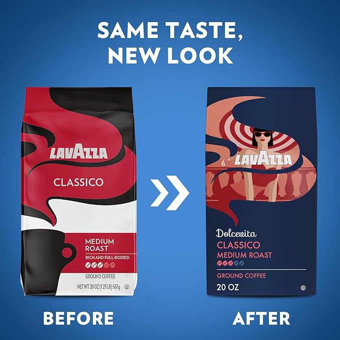 Lavazza Dolcevita Classico Ground Coffee 6 Bags of 20oz Medium Roast Rich and Full-bodied Intensity 3/5 Arabica and Robusta Ideal for Drip Brewers (Pack of 6) - Package May Vary