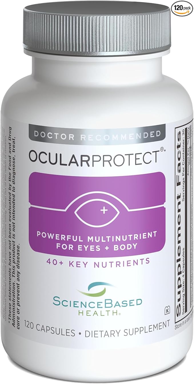 ScienceBased Health OcularProtect – Daily Multivitamin with Advanced Eye Health Support – 40+ Key Nutrients with Lutein Zeaxanthin Turmeric &amp Quercetin – Immune &amp Antioxidant Support