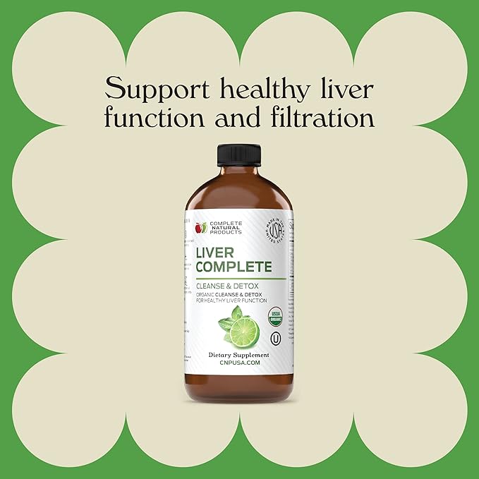 Complete Natural Products Liver Complete 12oz - Organic Liquid Liver Cleanse &amp Detox Supplement for High Enzymes Fatty Liver Liver Support