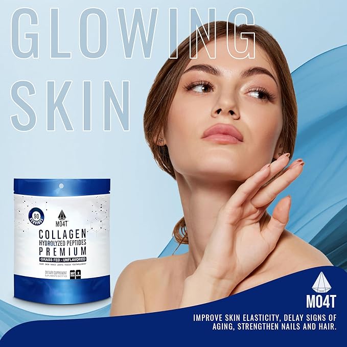 MO4T Collagen Peptides- Grass-Fed Collagen- Hydrolyzed Collagen Powder- Unflavored- 2 Pounds Collagen- Large Collagen Powder