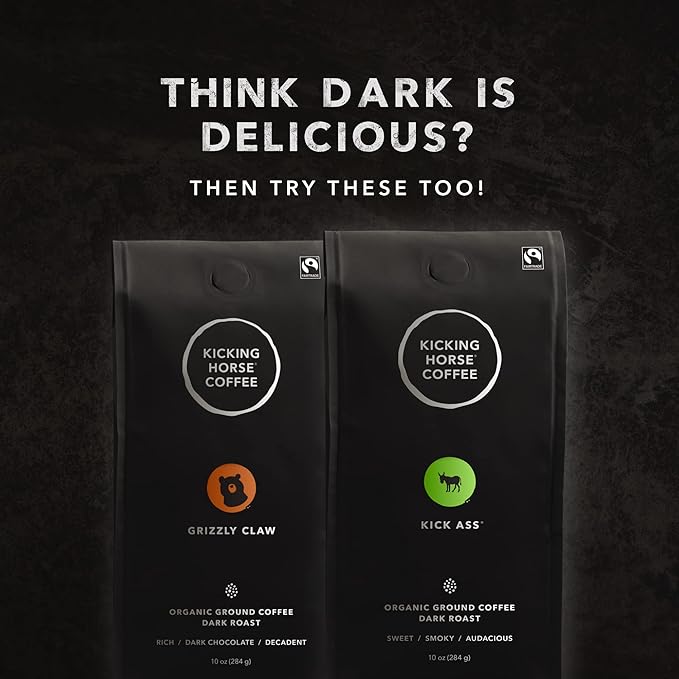 Kicking Horse Coffee 454 Horse Power Dark Roast Ground 284 g (Pack of 6) - Certified Organic Fairtrade Kosher