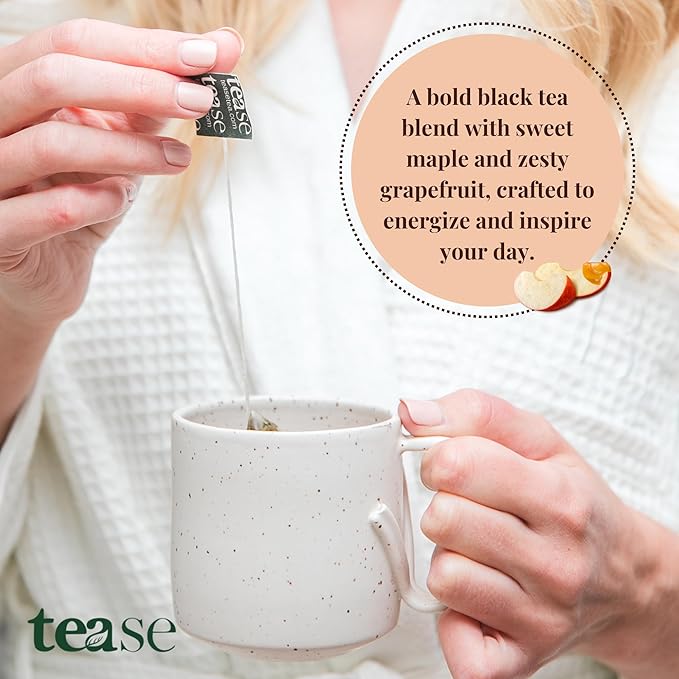Tease Tea Organic Black Tea - Better Than Coffee Herbal Tea Redefine Your Mornings Organic Black Loose Leaf Herbal Tea Made with Apple Blackberry Leaves for a Perfect Daily Boost