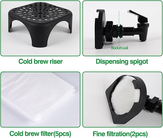 Snap! Cold Brew Do-it-Yourself Kit 22L/5 Gallon Capacity Instructions Black/white Cold Brew Coffee Set BVCBRBDIK02