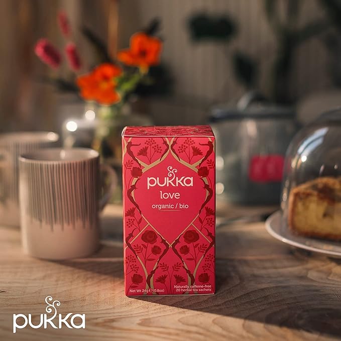 Pukka Herbal Teas Love Organic Rose Chamomile And Lavender Tea - Caffeine Free - Case Of 6 - 20 Bags
