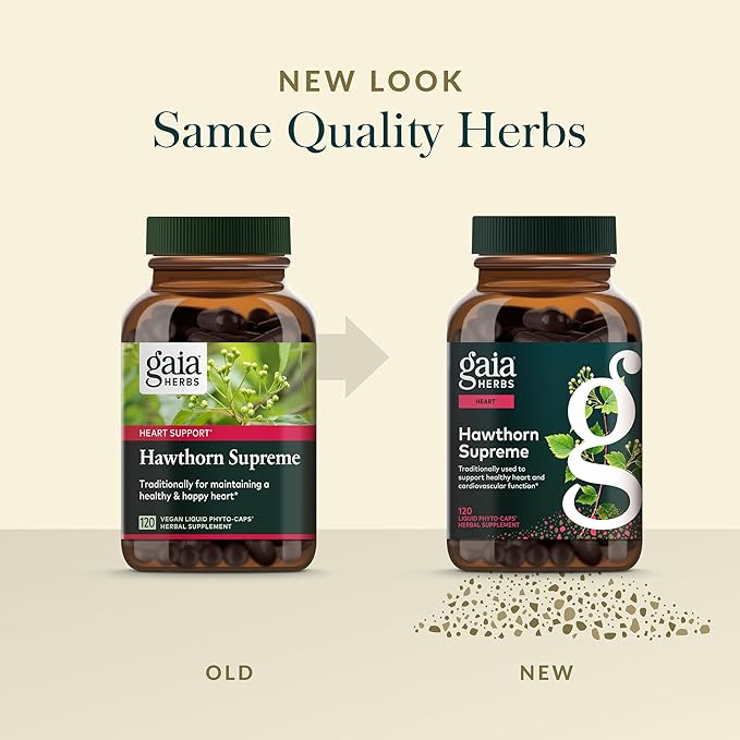 Gaia Herbs Hawthorn Supreme - Hawthorn Berry Supplement - with Herbs Traditionally Used to Support Heart Health* - 120 Vegan Liquid Phyto-Caps (120 Servings)
