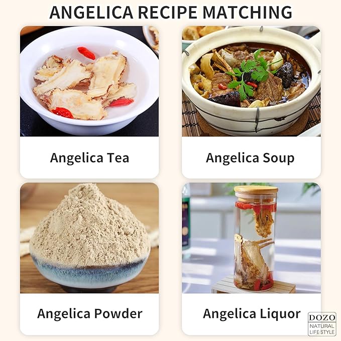 DOZO Premium Angelica Root 10.58oz/300g Dang Gui Dong Quai Natural Angelica Sinensis Slices for Tea Sulfur Free Caffeine Free 当归 当归片 當歸