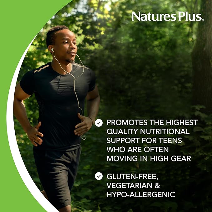 NaturesPlus Source of Life Adult’s Chewable Apple Cinnamon - 90 Wafers - Multivitamin &amp Mineral Supplement - Immune &amp Digestive Health Support with Vitamin D3 - Gluten Free Vegetarian - 45 S