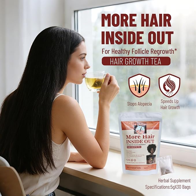 Hair Growth Tea More Hair Inside Out for Healthy Follicle Regrowth 30 Tea Bags